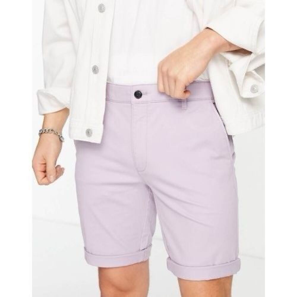 TOPMAN‎ Skinny Chino Short  In Lilac-Purple SZ W30 Organic Cotton fibres